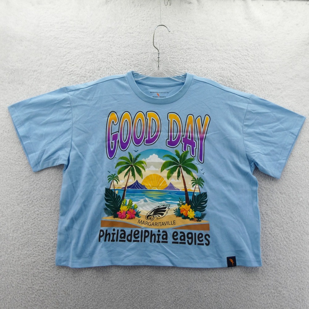Margaritaville Shirt Womens Medium Philadelphia Eagles Blue Good Day Tropical